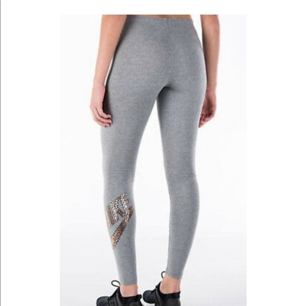 Nike Women's Metallic Gold Print Grey Leggings